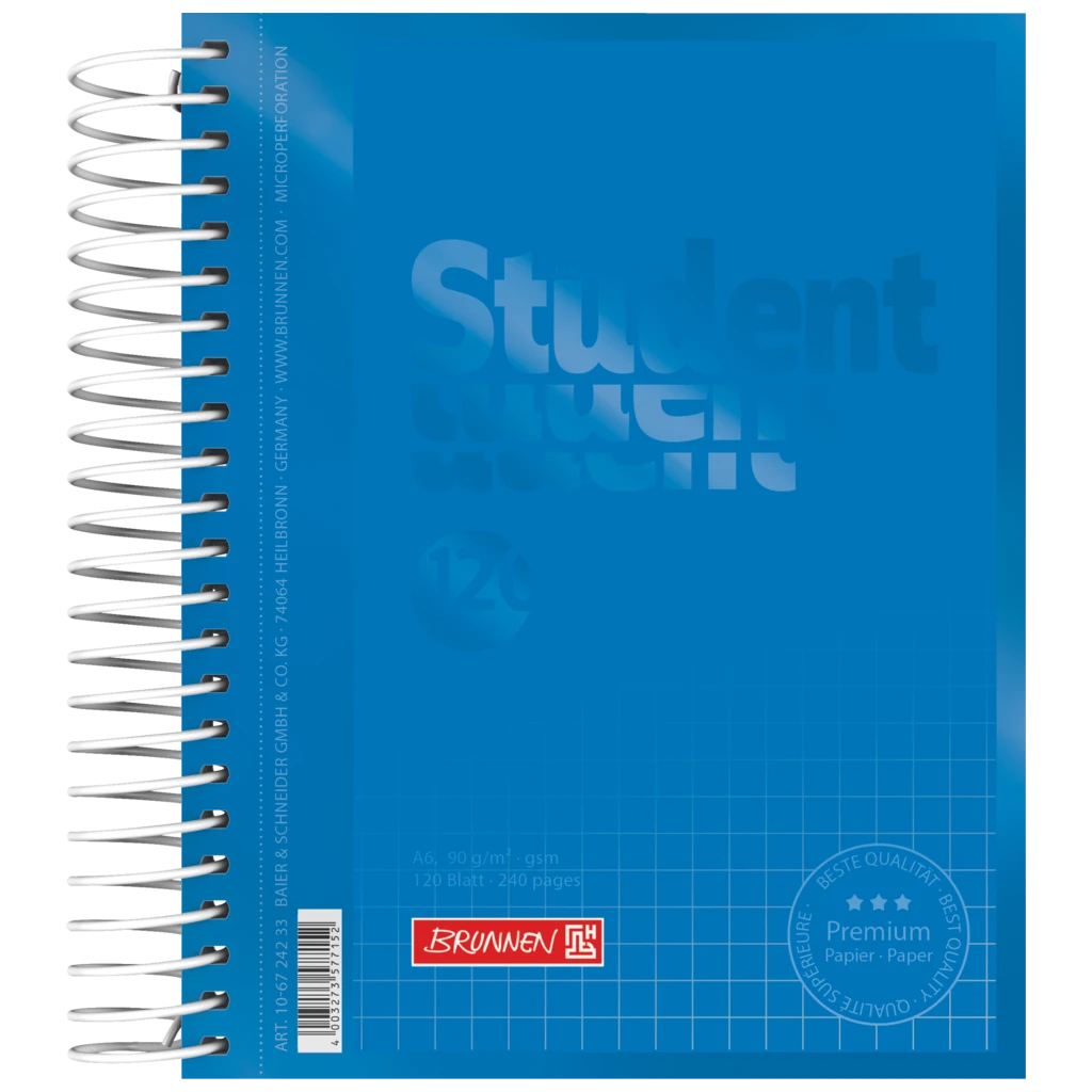 Kollegieblock Premium Student Colour Code | A6, rutat, 120 blad / 240 sidor, azur