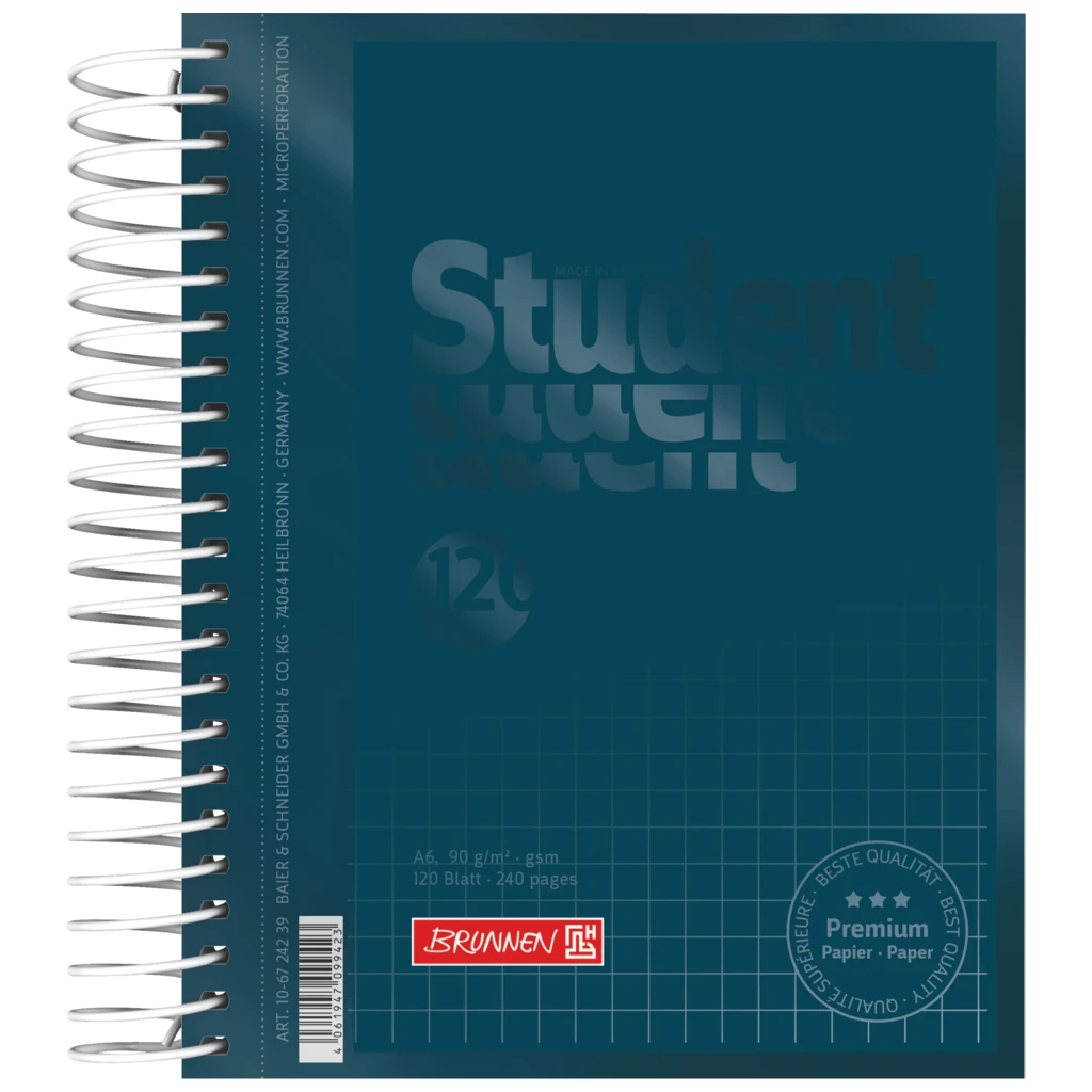 Kollegieblock Premium Student Colour Code | A6, rutat, 120 blad / 240 sidor, denim