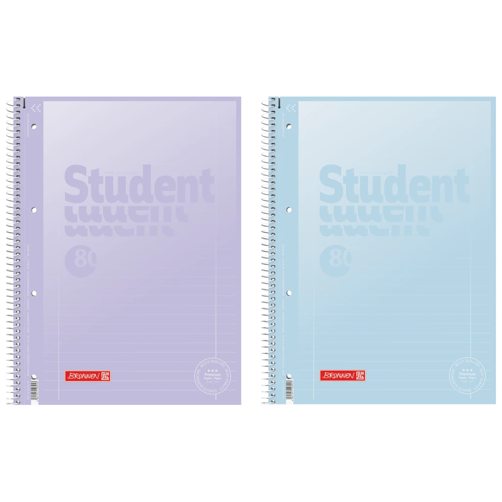 Kollegieblock Premium Student “Pastellfärg 2” | A4, linjal 27, 80 blad / 160 sidor, sorterat