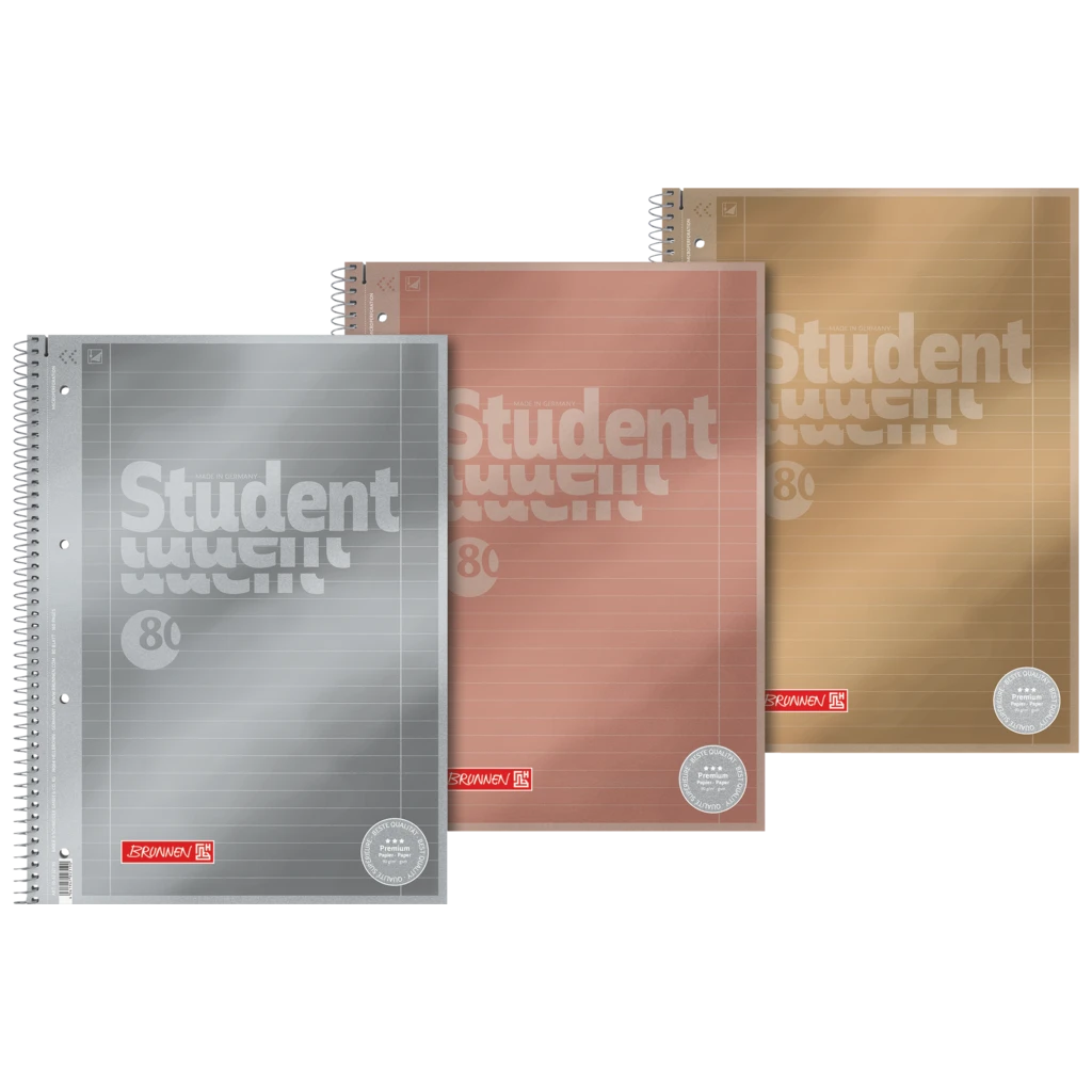Kollegieblock Premium Student Metallic | A4, linjal 27, 80 blad / 160 sidor, sorterat
