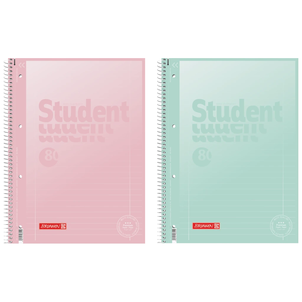 Kollegieblock Premium Student “Pastell” | A4, linjal 27, 80 blad / 160 sidor, sorterat