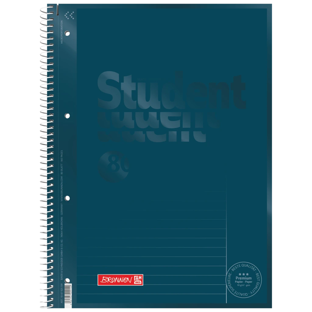 Kollegieblock Premium Student Colour Code | A4, linjal 25, 80 blad / 160 sidor, denim