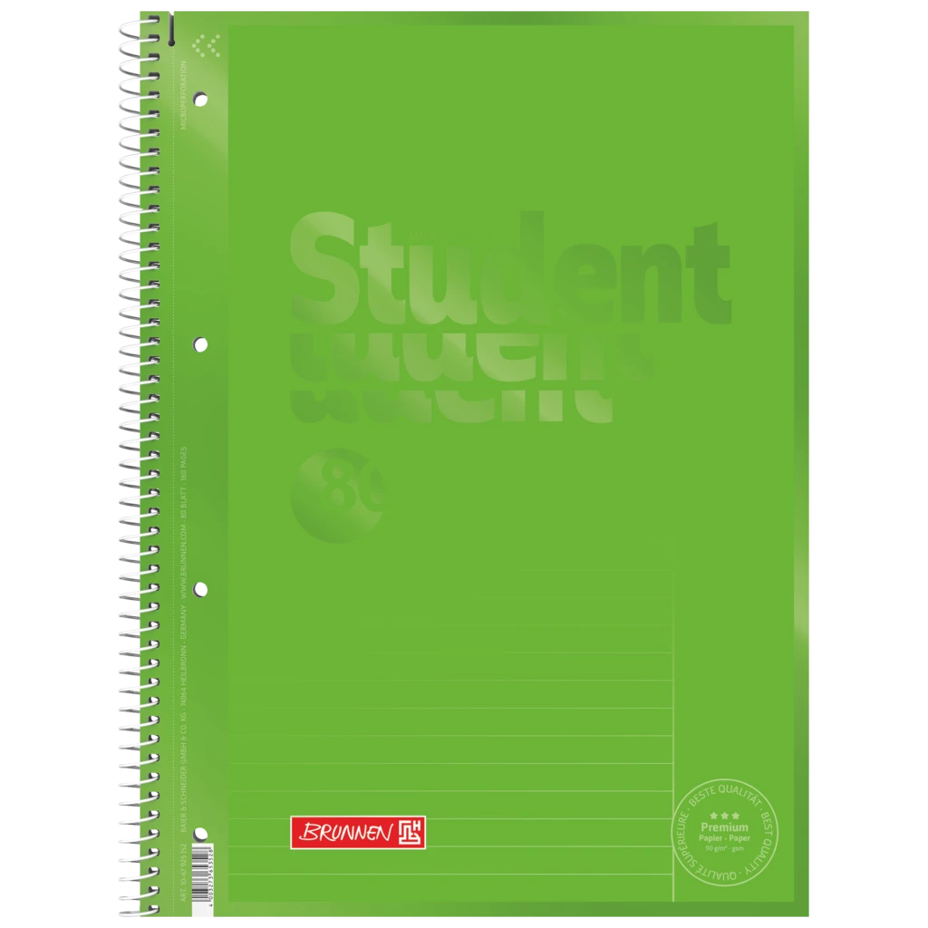 Kollegieblock Premium Student Colour Code | A4, linjal 25, 80 blad / 160 sidor, kiwi