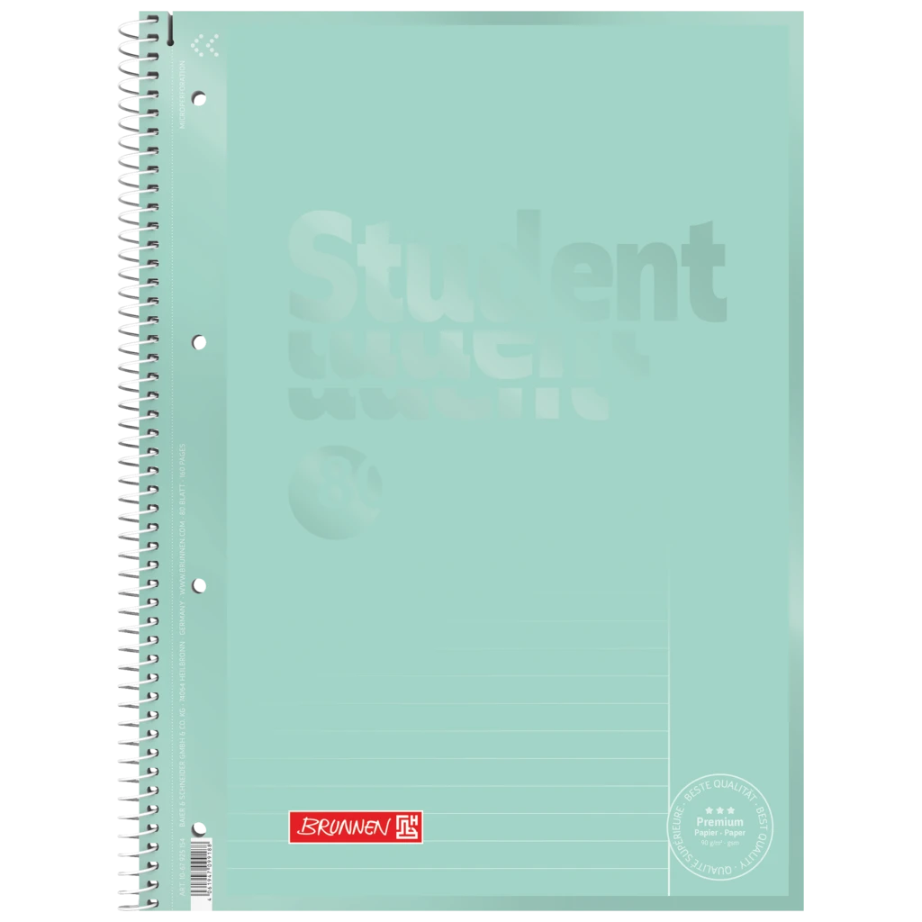Kollegieblock Premium Student Colour Code | A4, linjal 25, 80 blad / 160 sidor, mint
