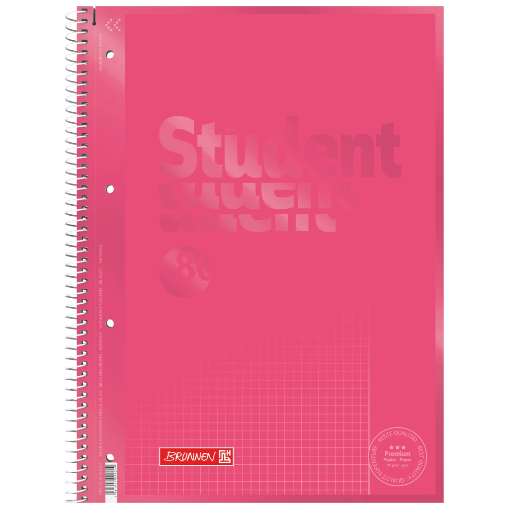 Kollegieblock Premium Student Colour Code | A4, linjal 26, 80 blad / 160 sidor, tulip