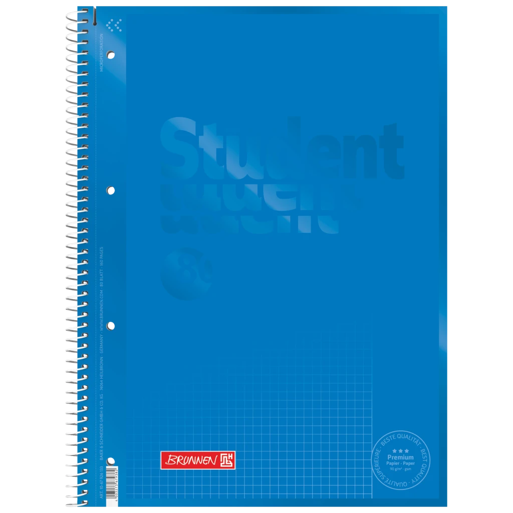 Kollegieblock Premium Student Colour Code | A4, linjal 26, 80 blad / 160 sidor, azur