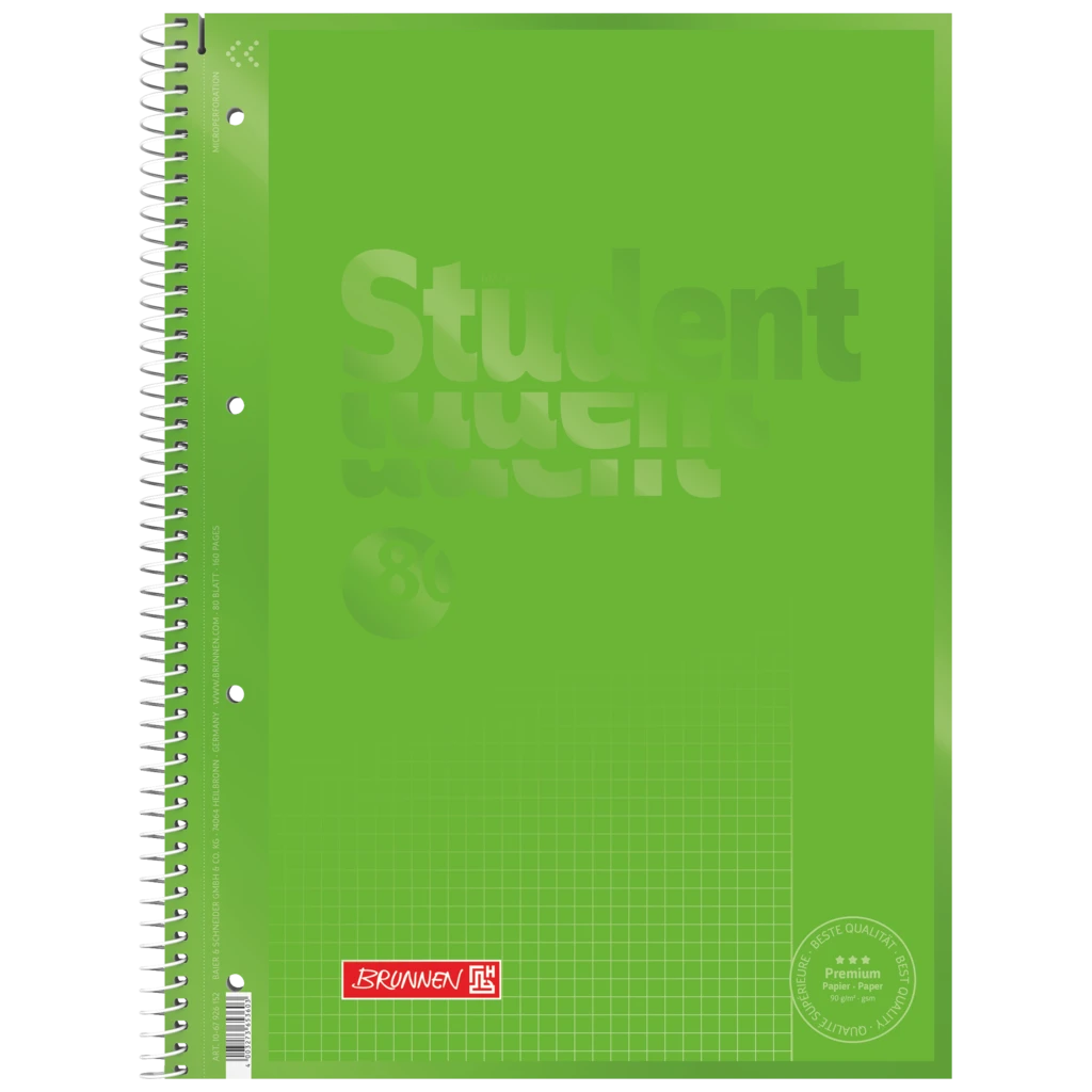 Kollegieblock Premium Student Colour Code | A4, linjal 26, 80 blad / 160 sidor, kiwi
