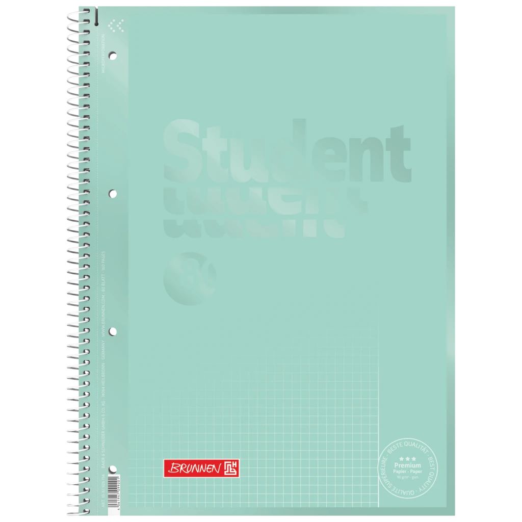 Kollegieblock Premium Student Colour Code | A4, linjal 26, 80 blad / 160 sidor, mint