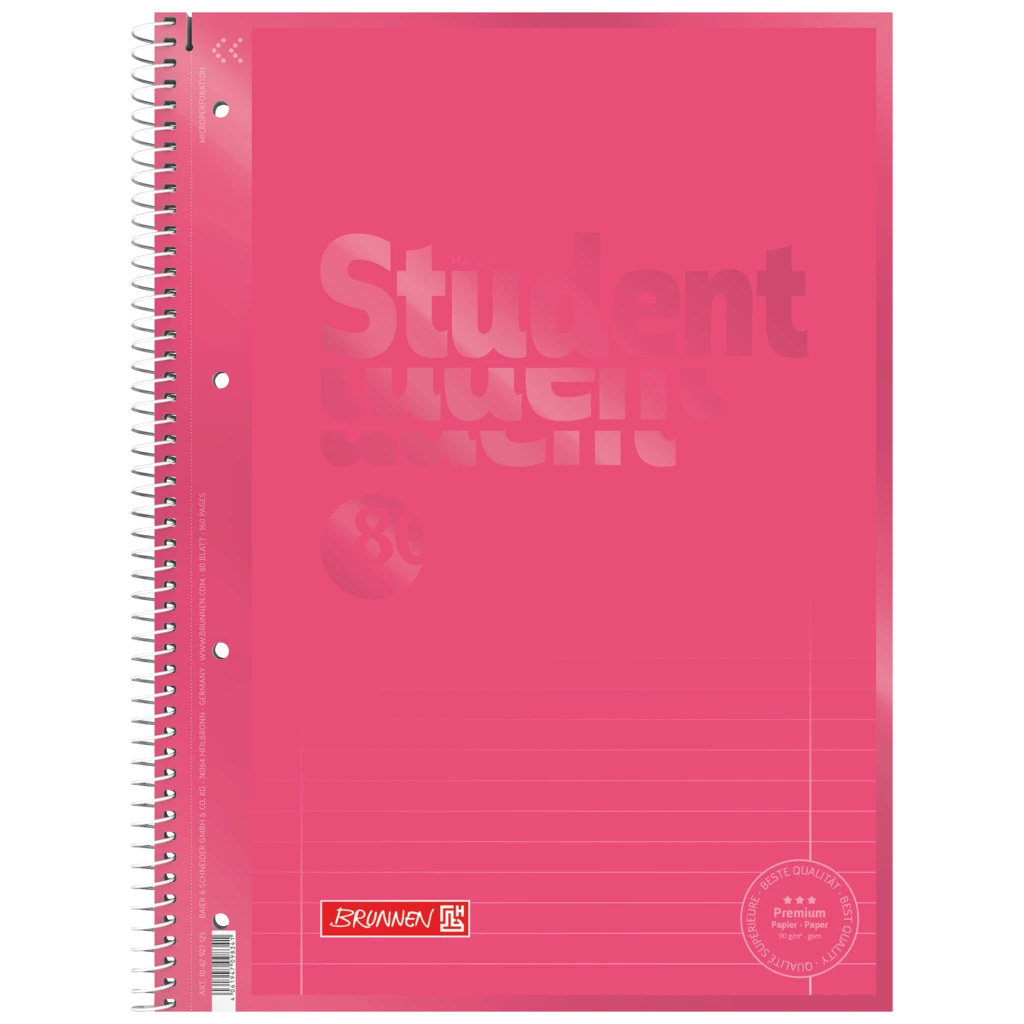 Kollegieblock Premium Student Colour Code | A4, linjal 27, 80 blad / 160 sidor, tulip