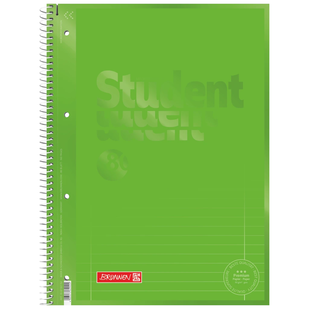 Kollegieblock Premium Student Colour Code | A4, linjal 27, 80 blad / 160 sidor, kiwi