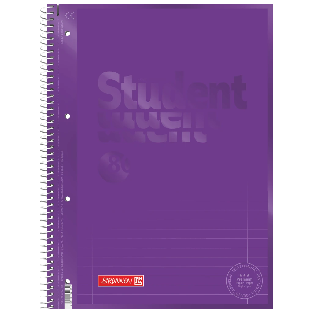 Kollegieblock Premium Student Colour Code | A4, linjal 27, 80 blad / 160 sidor, purple