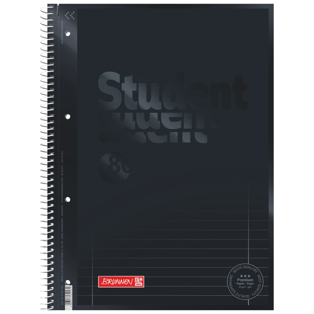 Kollegieblock Premium Student Colour Code | A4, linjal 27, 80 blad / 160 sidor, onyx