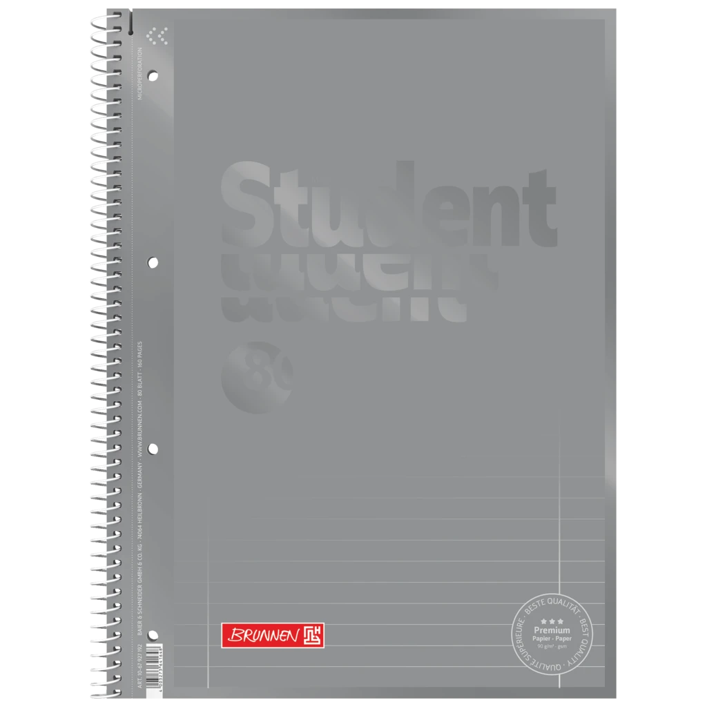 Kollegieblock Premium Student Colour Code | A4, linjal 27, 80 blad / 160 sidor, silver
