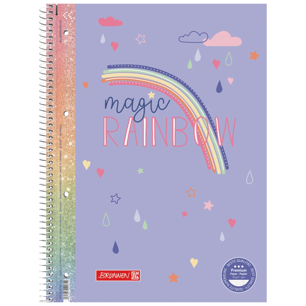 Kollegieblock Premium Magic Rainbow | A4, linjal 27, 80 blad / 160 sidor, violett