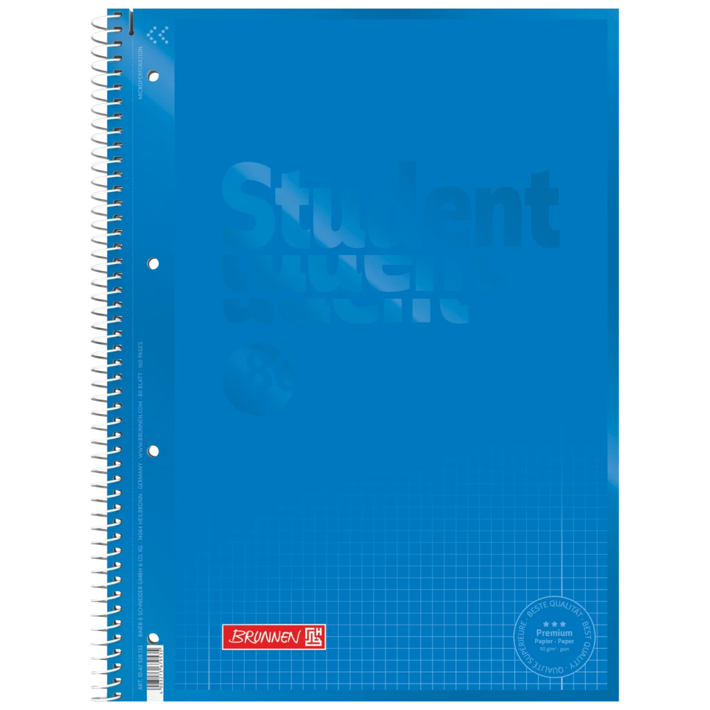 Kollegieblock Premium Student Colour Code | A4, linjal 28, 80 blad / 160 sidor, azur
