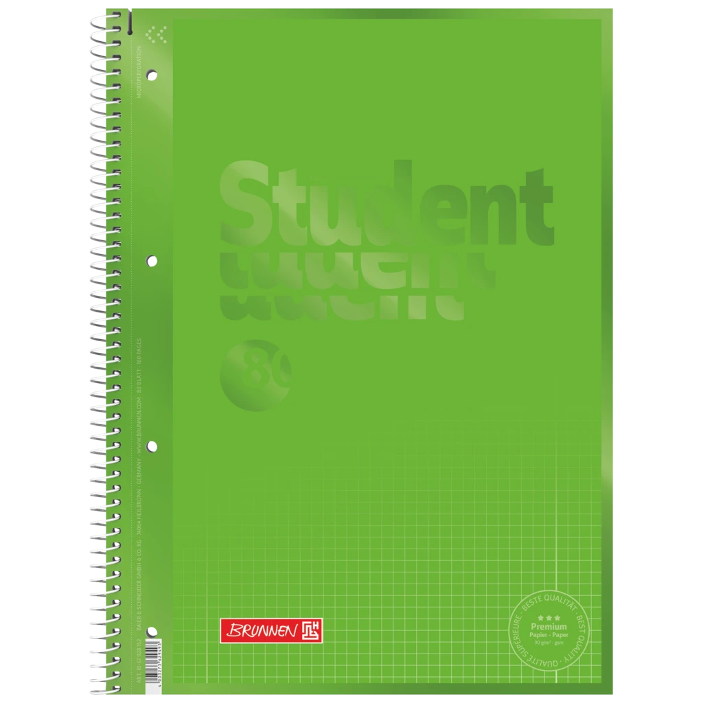 Kollegieblock Premium Student Colour Code | A4, linjal 28, 80 blad / 160 sidor, kiwi