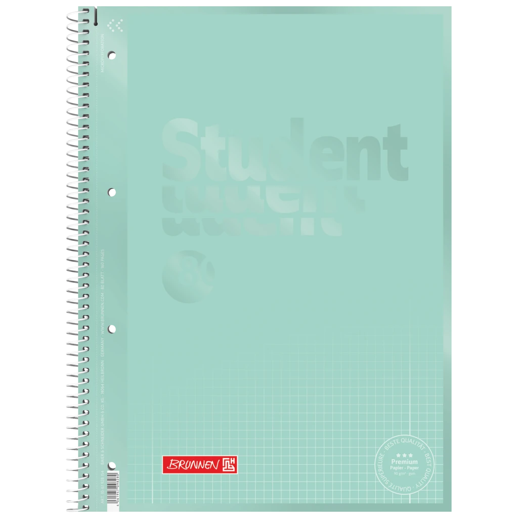 Kollegieblock Premium Student Colour Code | A4, linjal 28, 80 blad / 160 sidor, mint