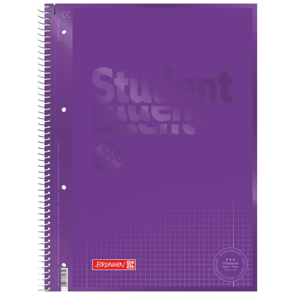 Kollegieblock Premium Student Colour Code | A4, linjal 28, 80 blad / 160 sidor, purple