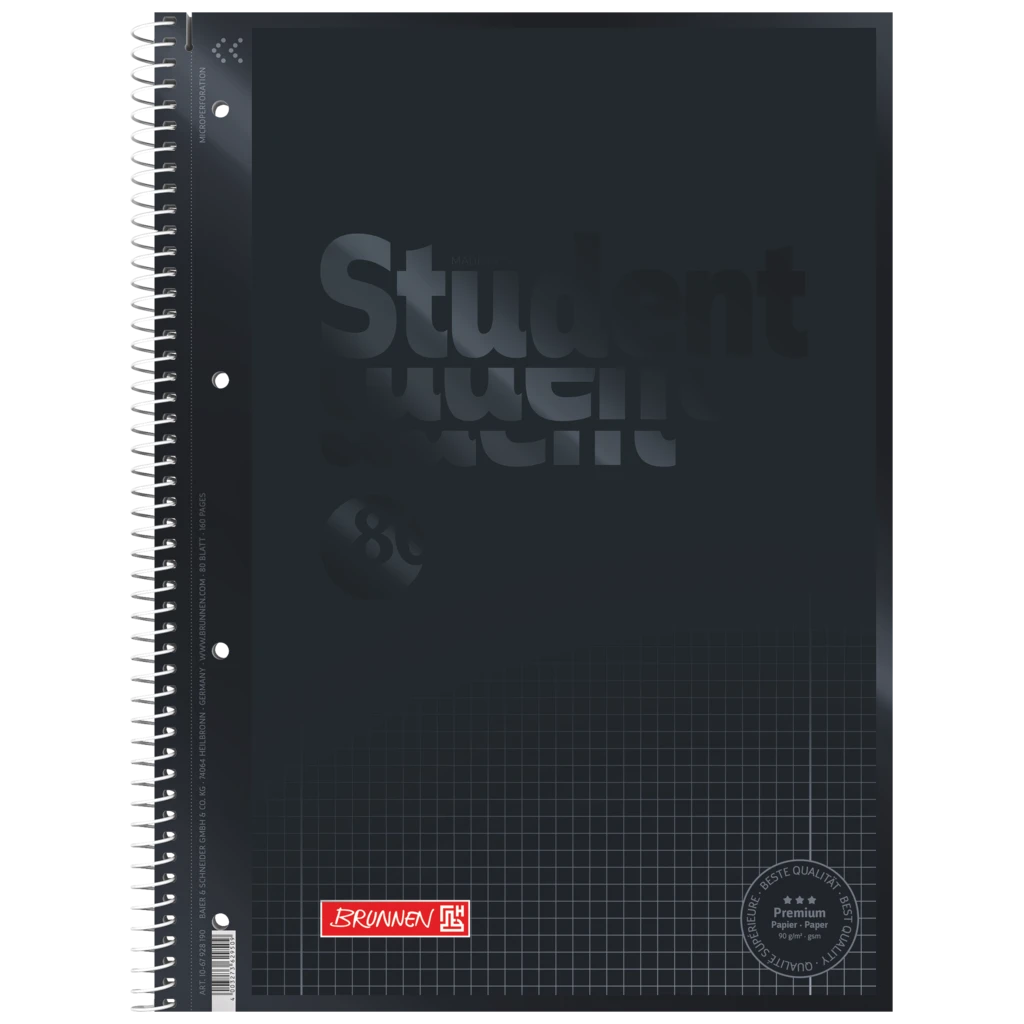 Kollegieblock Premium Student Colour Code | A4, linjal 28, 80 blad / 160 sidor, onyx