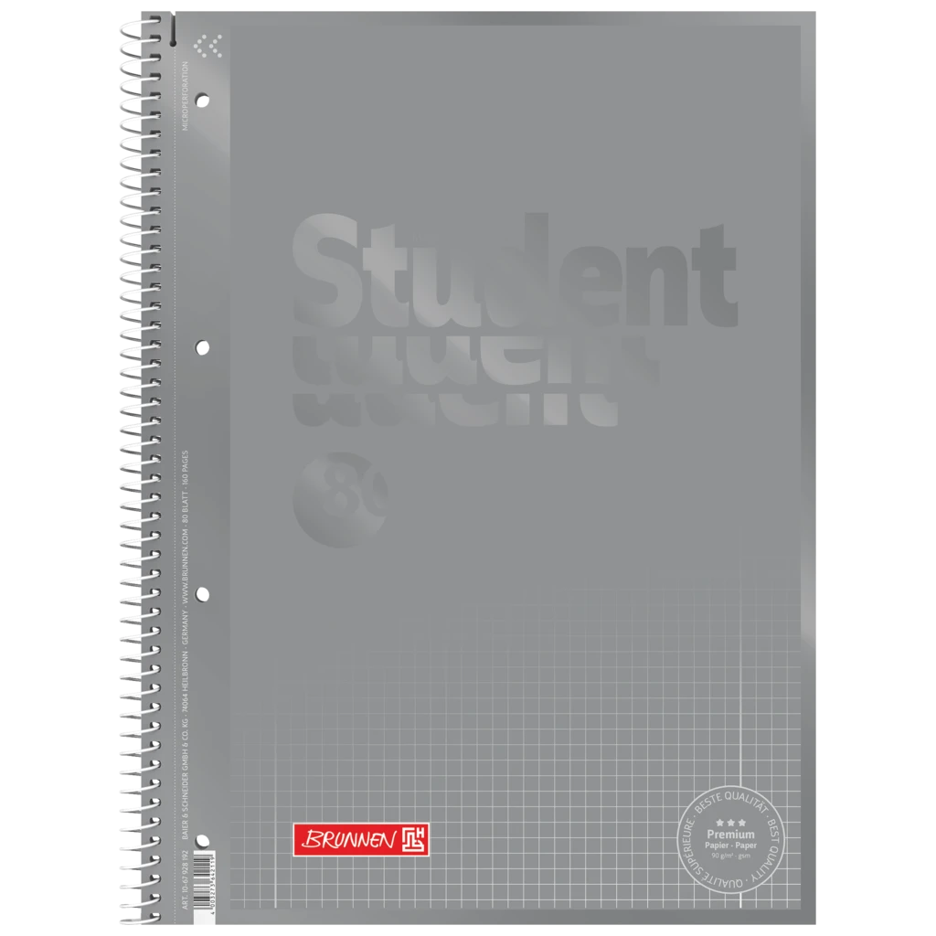 Kollegieblock Premium Student Colour Code | A4, linjal 28, 80 blad / 160 sidor, silver