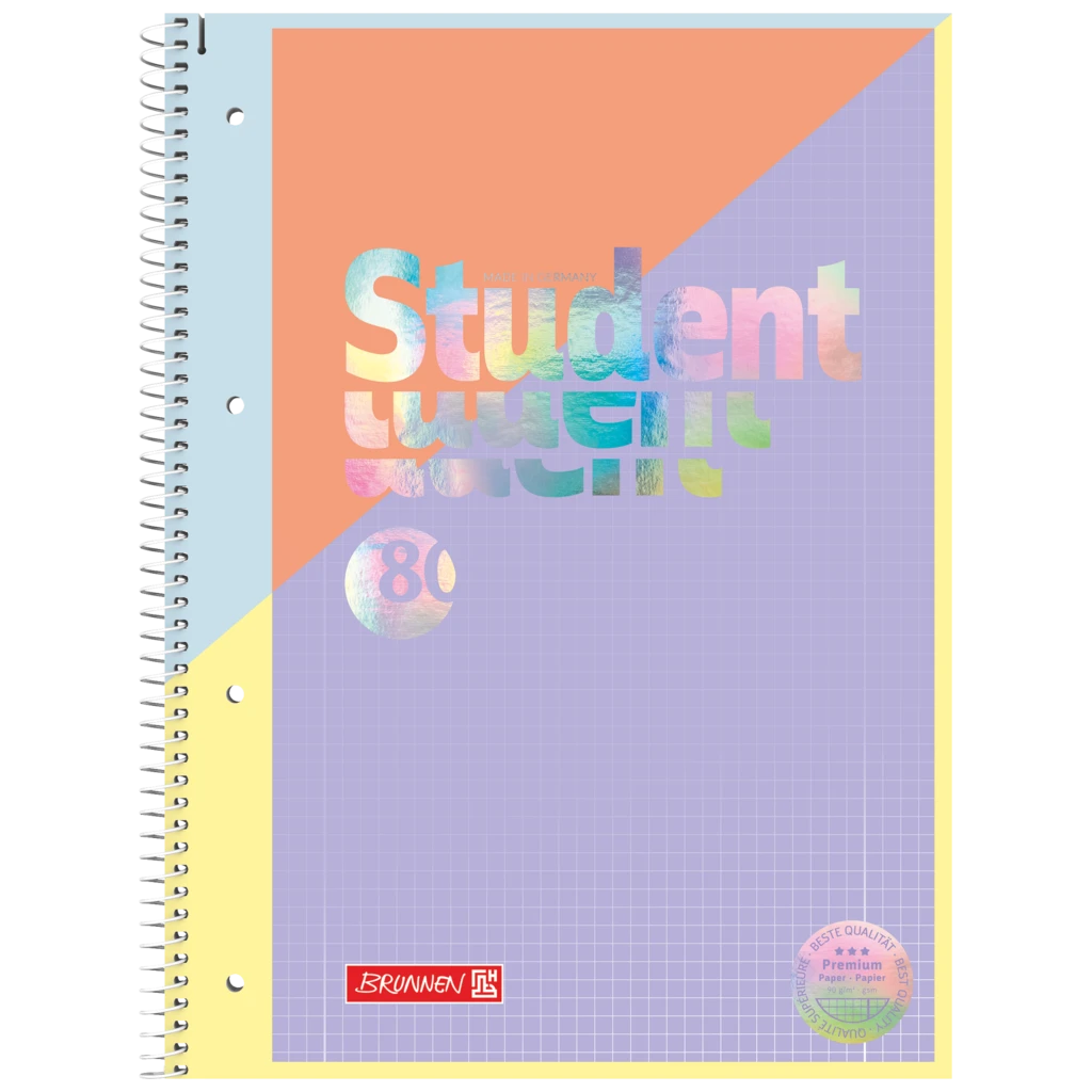 Kollegieblock Premium Student “Intoxicate” | A4, linjal 28, 80 blad / 160 sidor, korall/violett