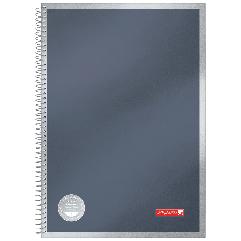 Spiralanteckningsbok Premium Metallic | A4, rutat, antracit
