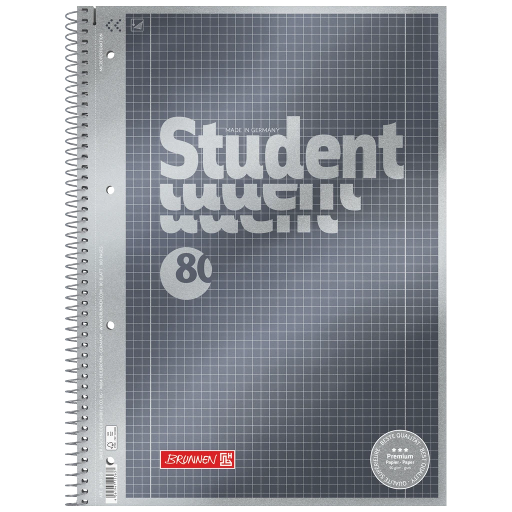 Anteckningsbok Premium Student | A4, linjal 28, 80 blad / 160 sidor, antracit