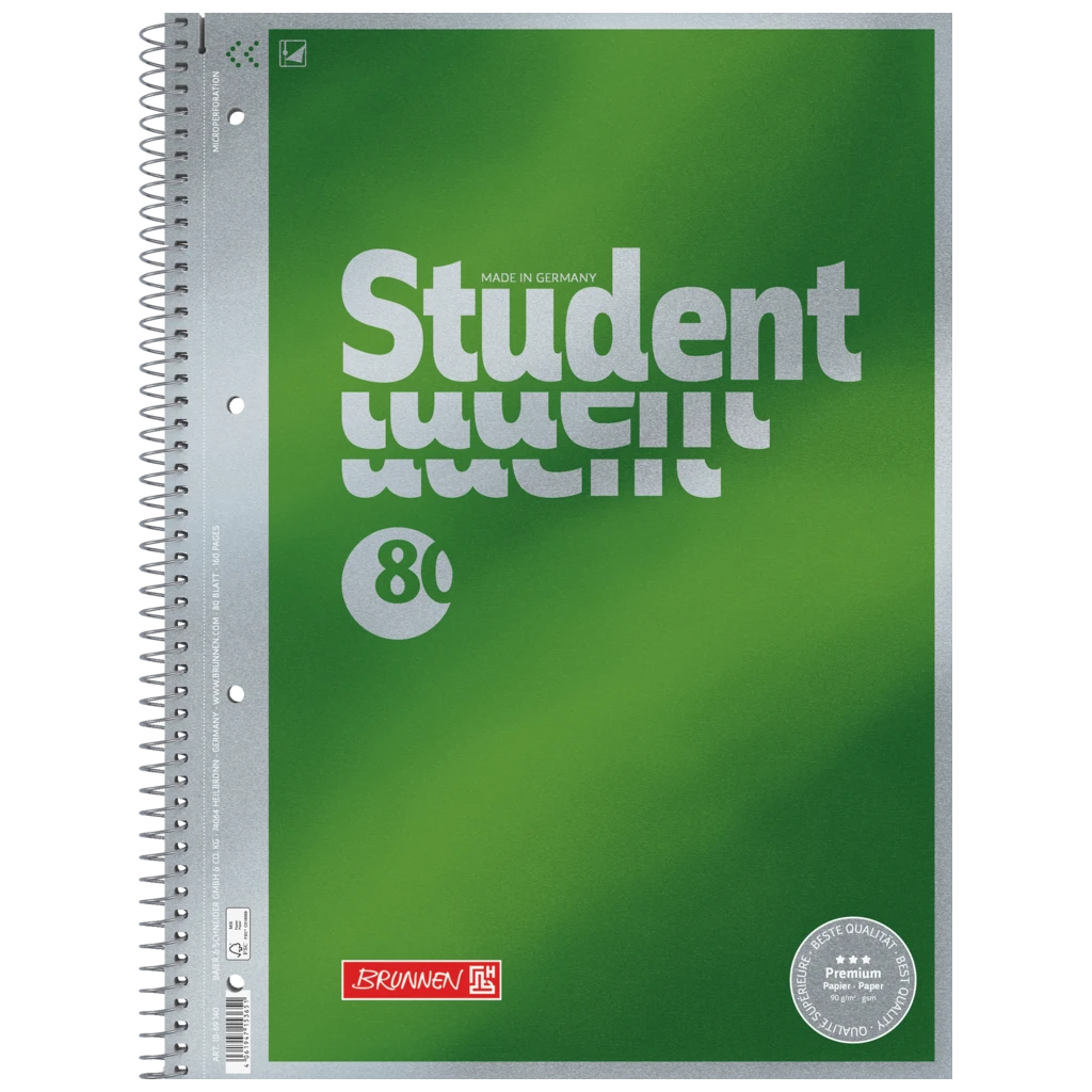 Wirebound Refill Pad Premium Student | A4, ruling 20, 80 sheet(s) / 160 pages, green