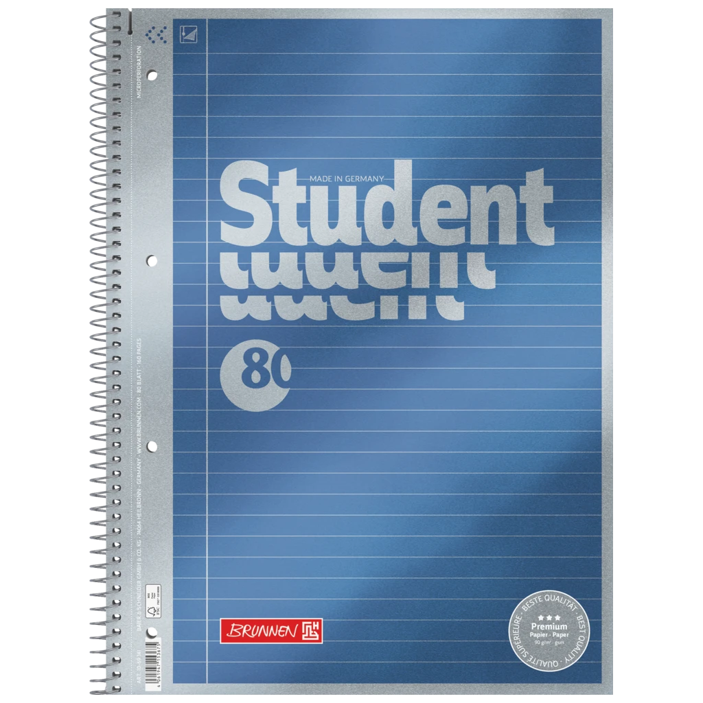 Wirebound Refill Pad Premium Student | A4, ruling 21, 80 sheet(s) / 160 pages, blue