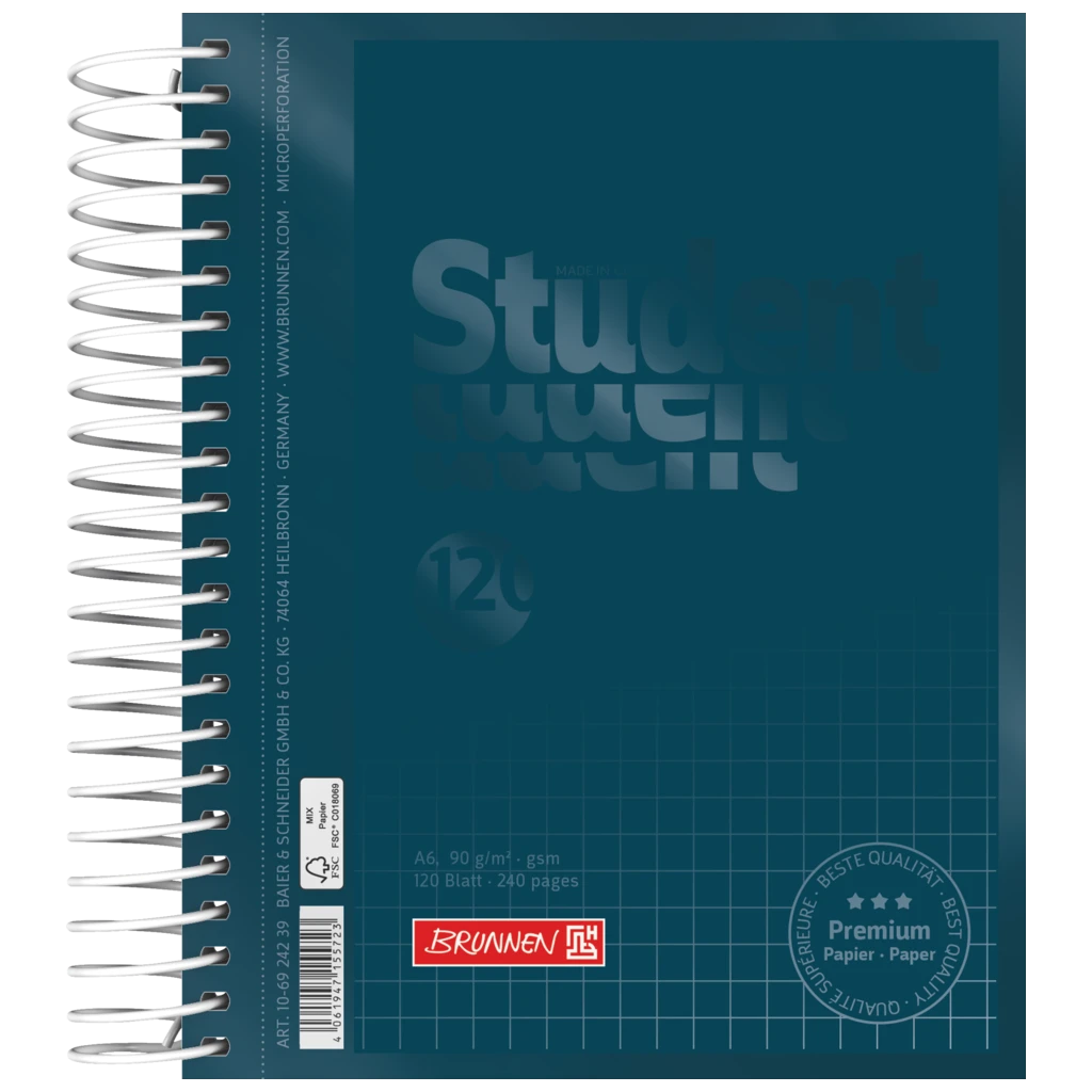 Anteckningsbok för college Premium Student Colour Code | A6, rutat, 120 blad / 240 sidor, denim