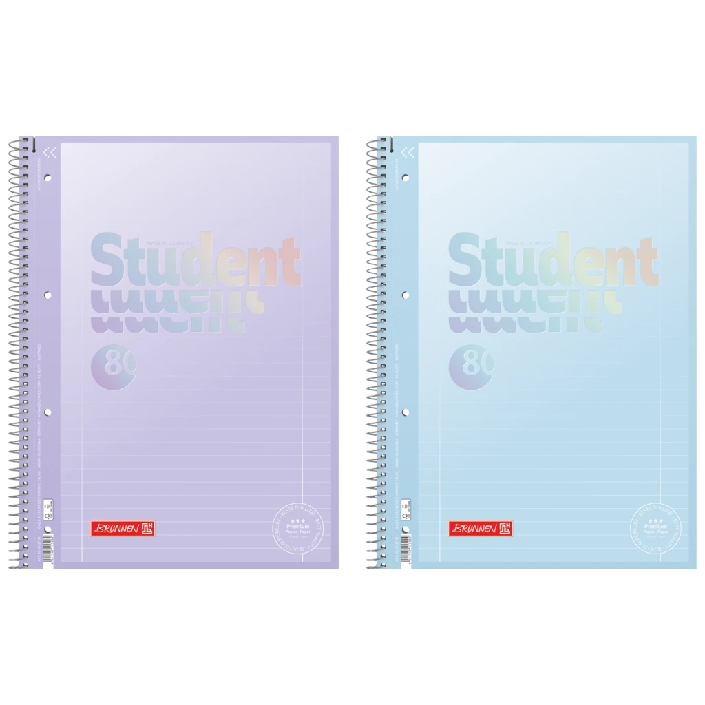 Anteckningsbok Premium Student “Pastell 2” | A4, linjal 27, 80 blad / 160 sidor, sorterat