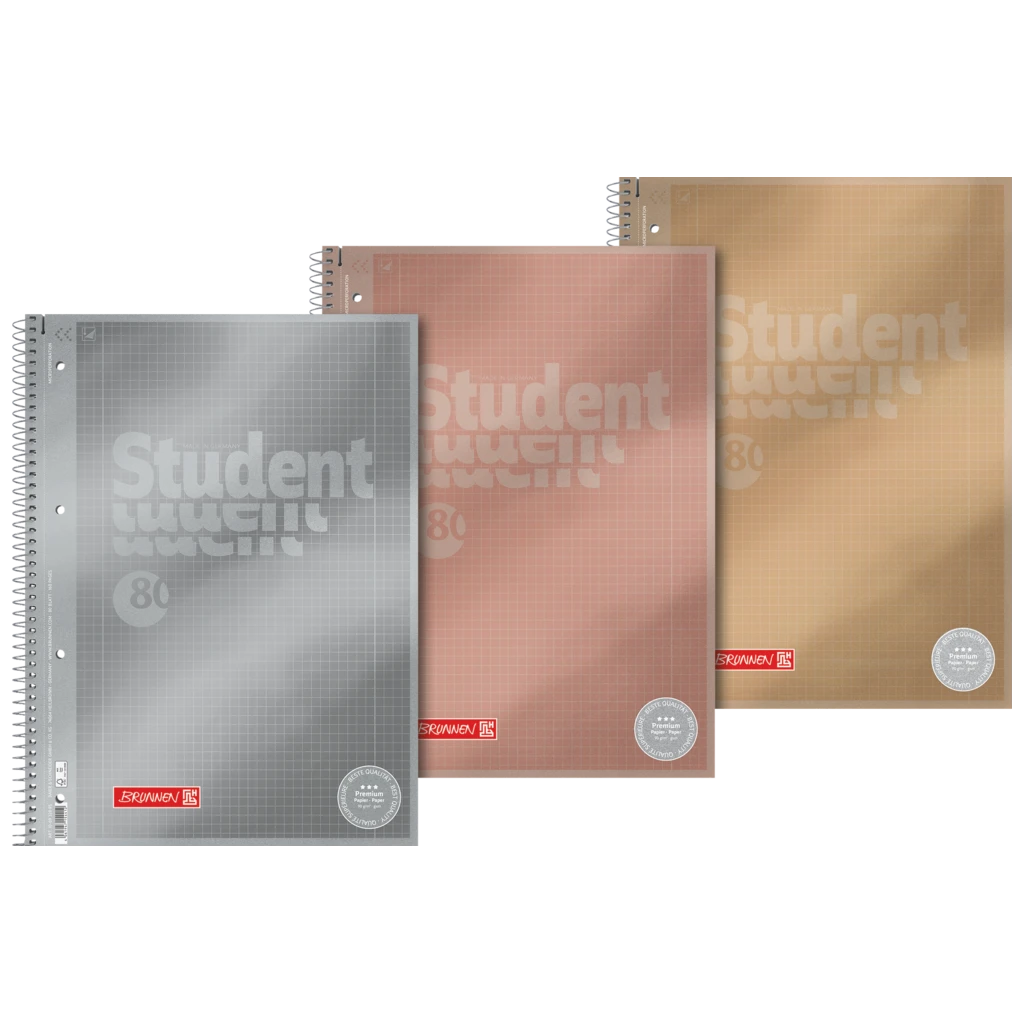 Anteckningsbok Premium Student Metallic | A4, linjal 28, 80 blad / 160 sidor, sorterat