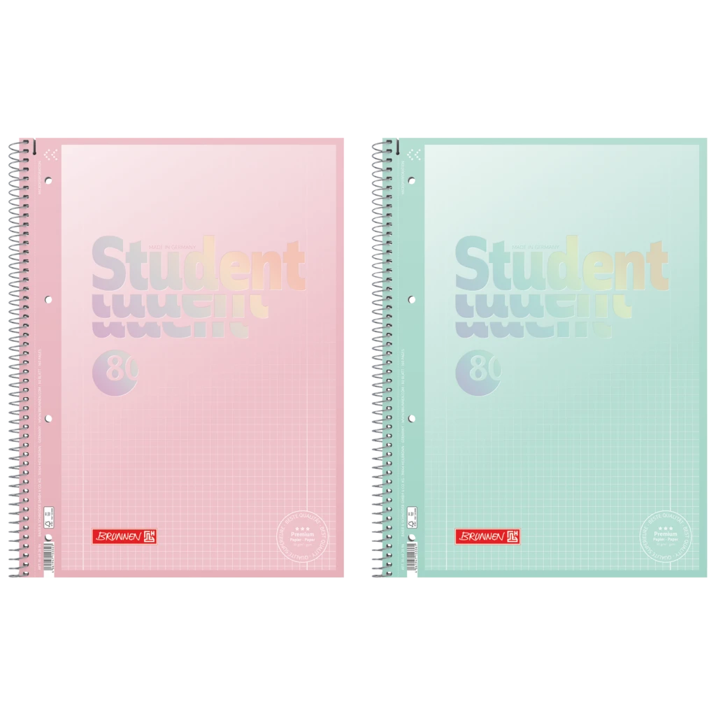 Anteckningsbok Premium Student “Pastell” | A4, linjal 28, 80 blad / 160 sidor, sorterat