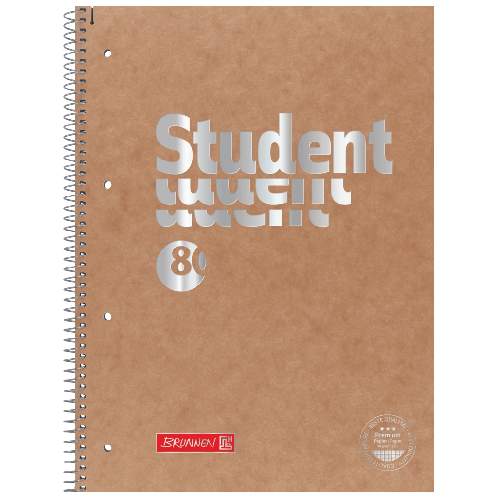 Anteckningsbok Premium Student FACT!plus | A4, linjal 28, 80 blad / 160 sidor, brun/silver