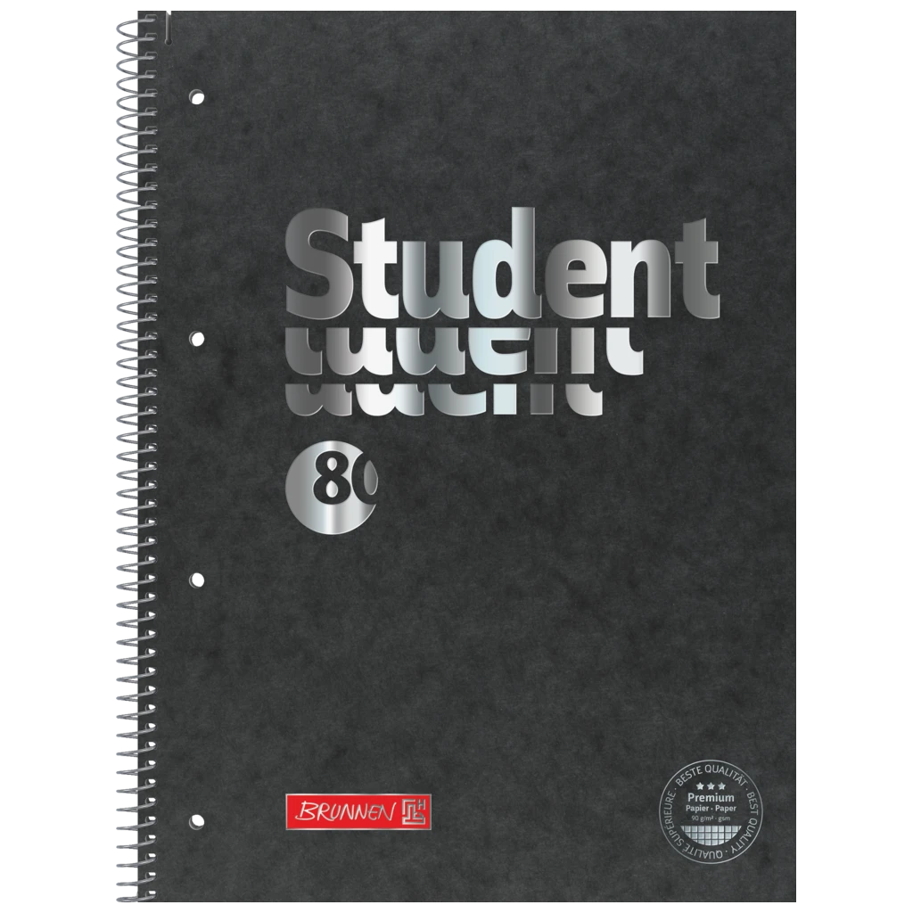 Anteckningsbok Premium Student FACT!plus | A4, linjal 28, 80 blad / 160 sidor, svart