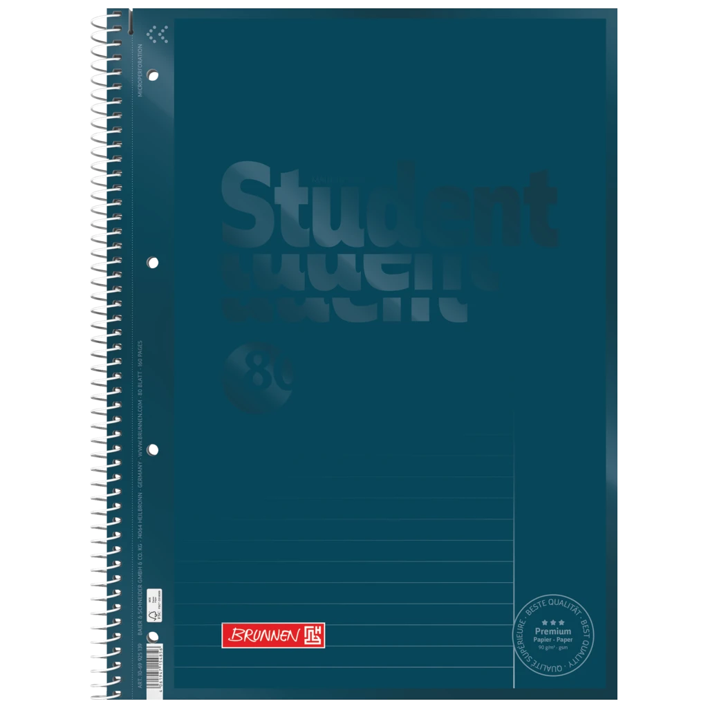Wirebound Refill Pad Premium Student Colour Code | A4, ruling 25, 80 sheet(s) / 160 pages, denim