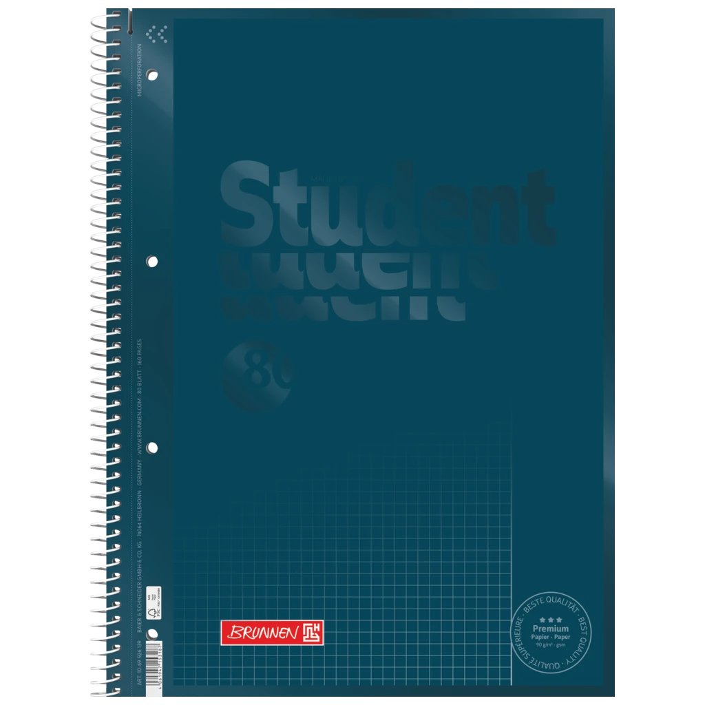 Anteckningsbok Premium Student Colour Code | A4, linjal 26, 80 blad / 160 sidor, denim