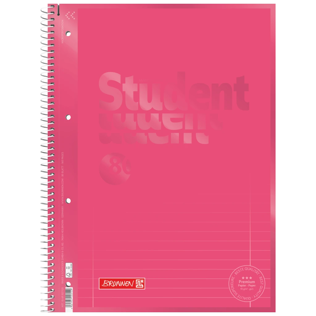 Anteckningsbok Premium Student Colour Code | A4, linjal 27, 80 blad / 160 sidor, tulip