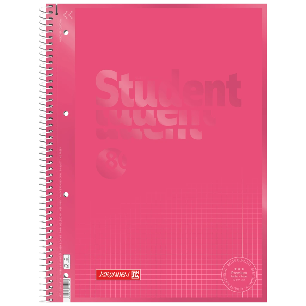 Anteckningsbok Premium Student Colour Code | A4, linjal 28, 80 blad / 160 sidor, tulip