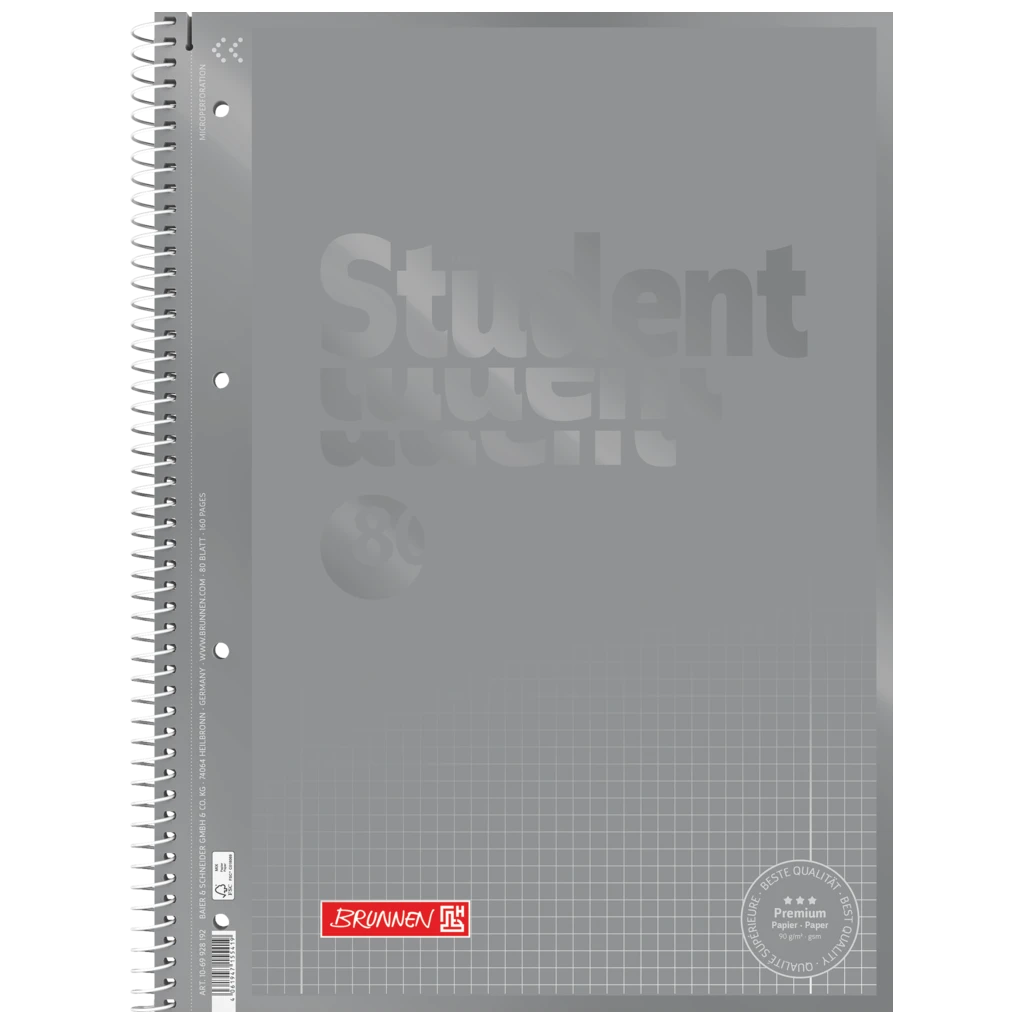 Anteckningsbok Premium Student Colour Code | A4, linjal 28, 80 blad / 160 sidor, silver