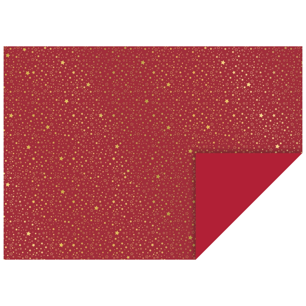 Motivkartong “Stjärnor” | 50×70 cm, 240 g/m², röd/guld glänsande