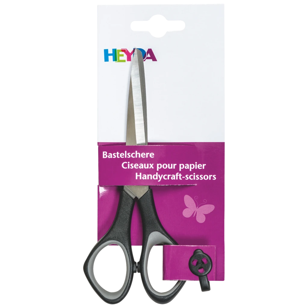 Hantverkssax Soft-Touch | spetsig, 140 mm, svart/grå