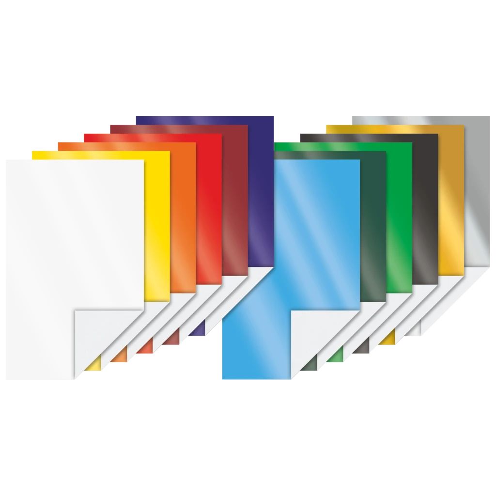 Glansigt papper för pyssel (färgat papper) | 18,5×29,5 cm, 12 blad, 80 g/m²
