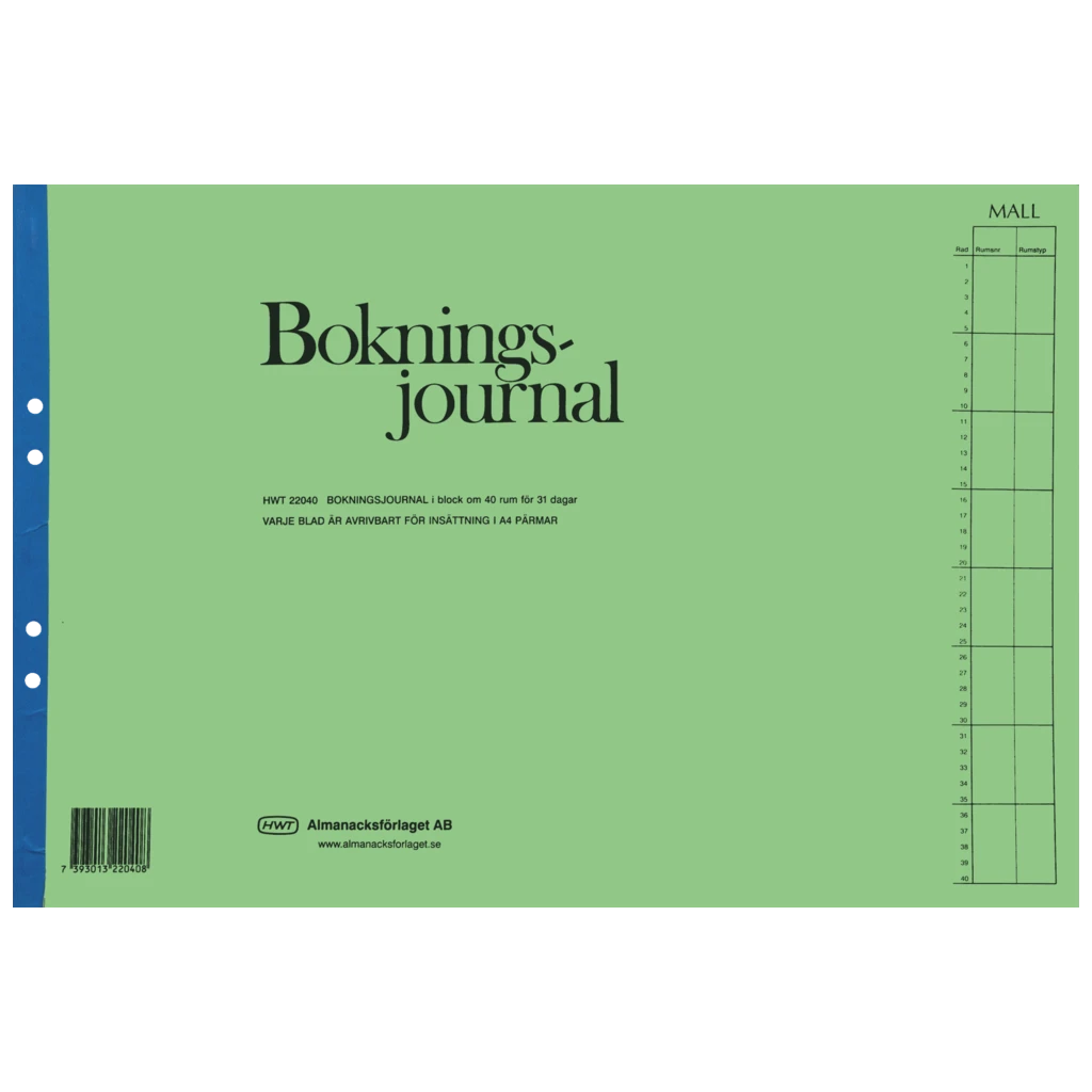 Bokningsjournal “SE_Language” A3L | A3 quer
