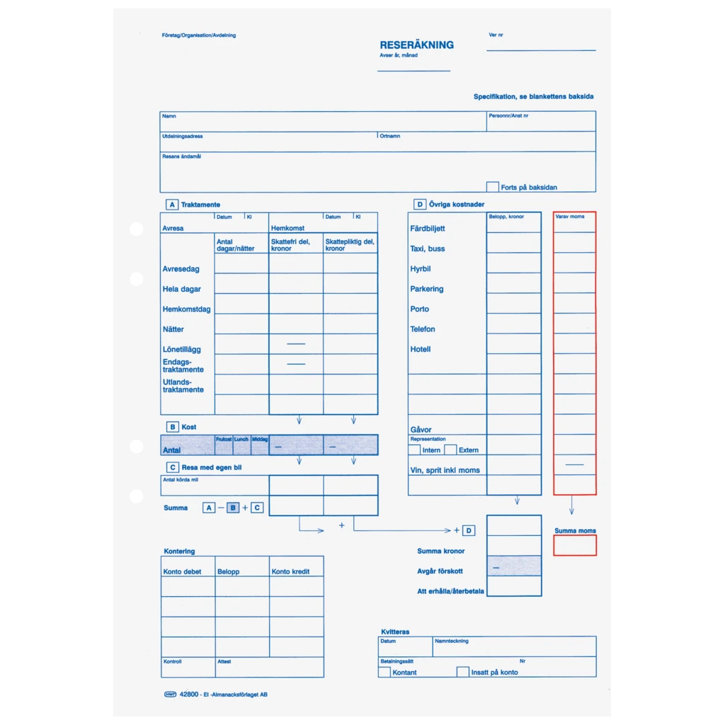 Reseräkning A4 | A4