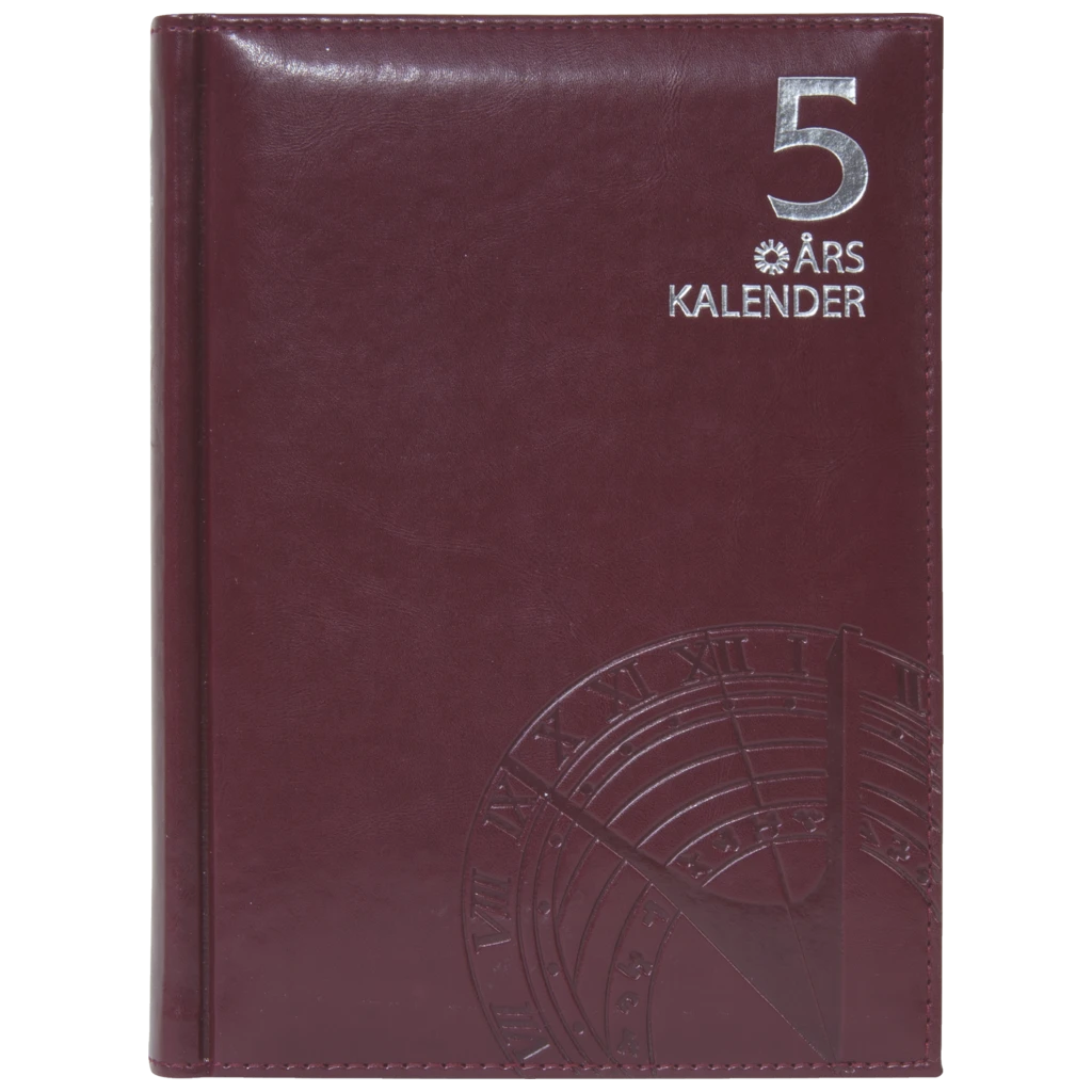 Fickkalender 5-årsdagbok | A5, läderimitation, bordeaux