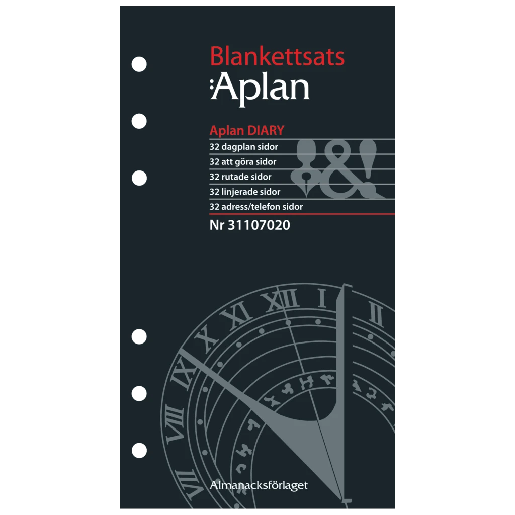 Blankettsats Systemkalender Aplan Diary | 9,2×16,8 cm