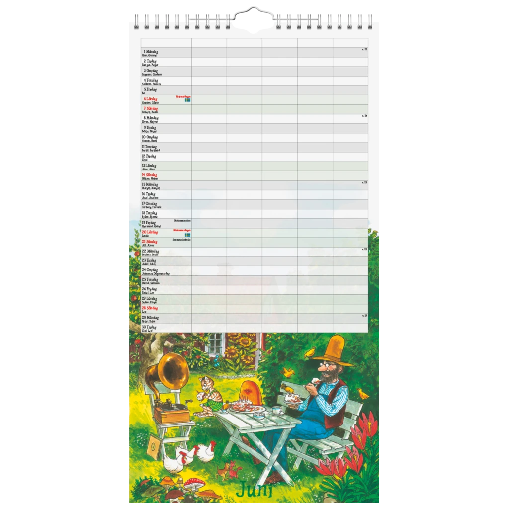 Familjekalender Pettson och Findus 2027 | 22×43 cm