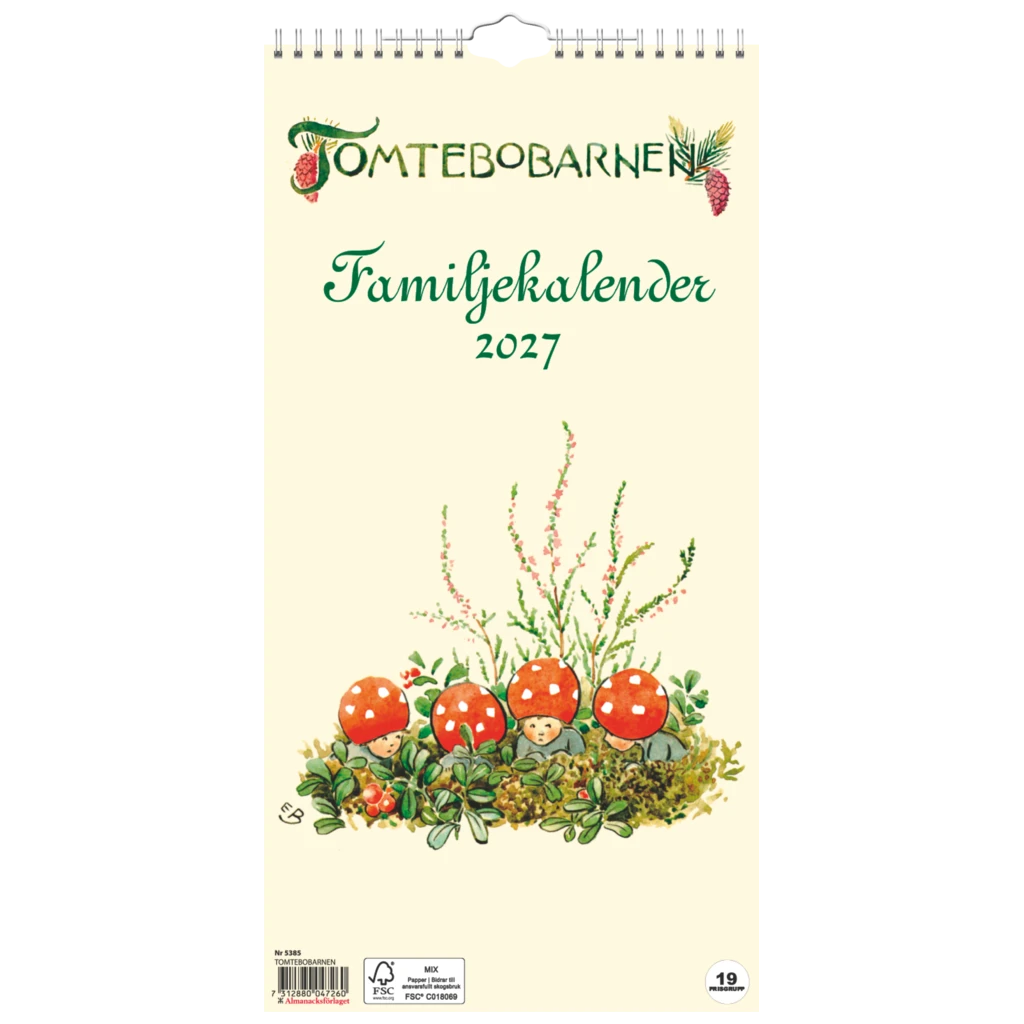 Familjekalender Tomtebobarnen 2027 | 22×43 cm