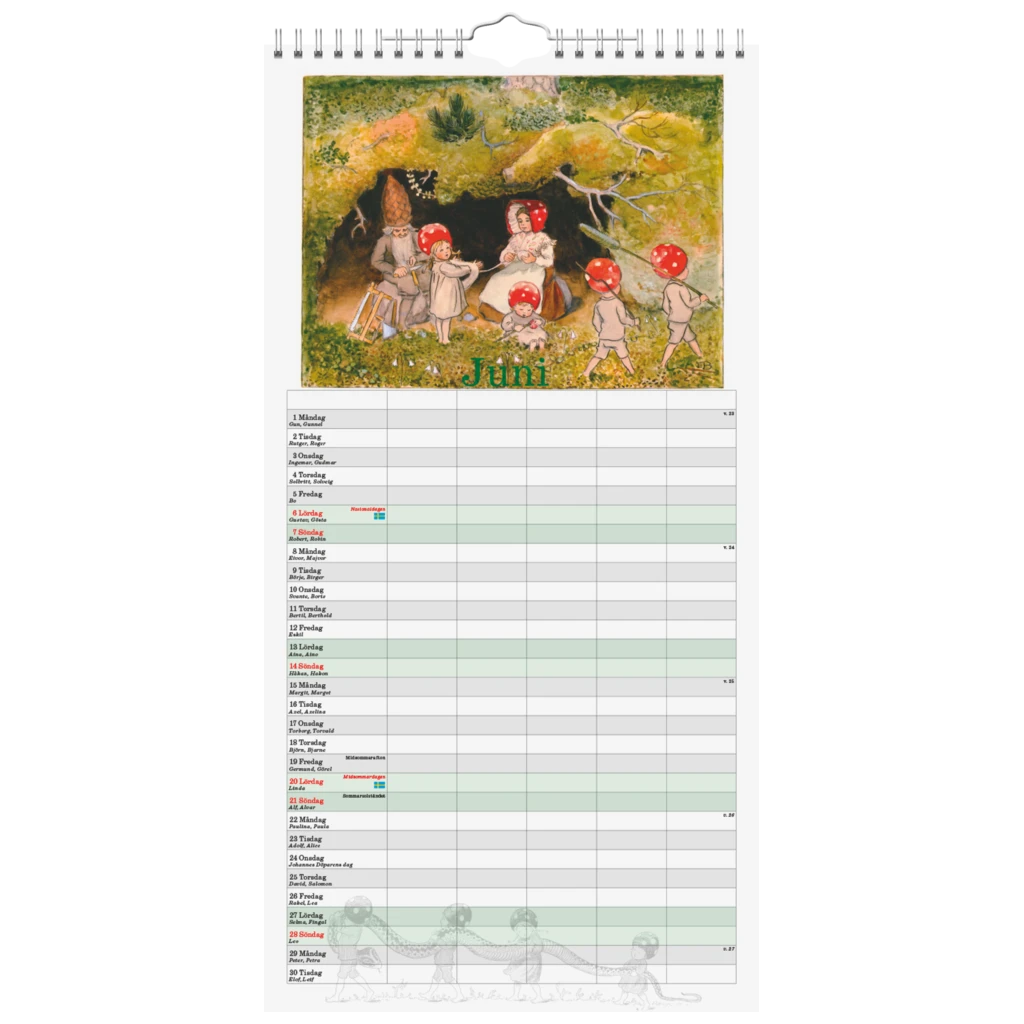 Familjekalender Tomtebobarnen 2027 | 22×43 cm